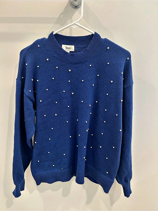 iKnit Sweaters - iKnit Embellished Sweater in Blue Large Like New